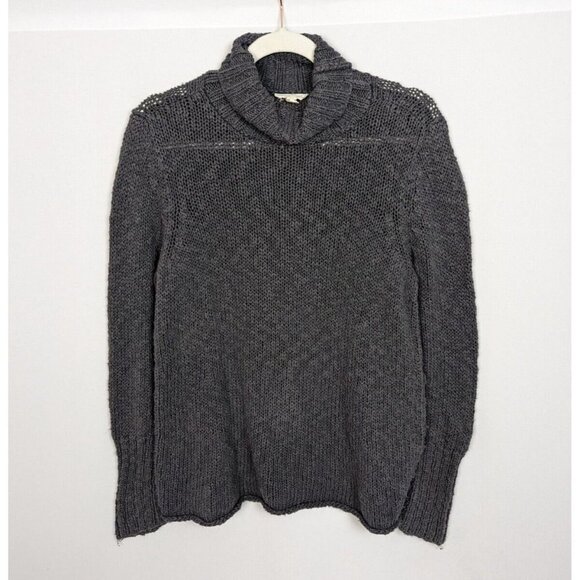 Eileen Fisher XS Turtleneck Sweater Organic Cotton Chunky Distress Knit Pullover - Picture 1 of 9